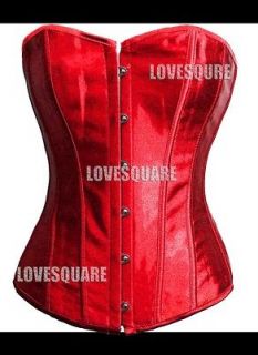 Lovely Lingerie Red Satin Overbust Bustier Corset Top S XL