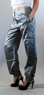 Chicos Casablanca Cargo Pants Fieldstone Silver Gray Color Silky 
