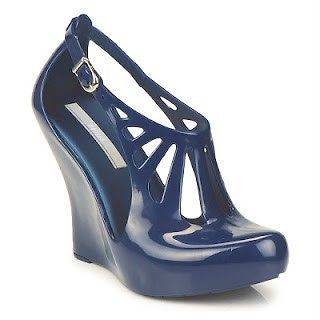 NEW MELISSA Cristal Wedge Sandal Shoes in Blue Real, Size 8