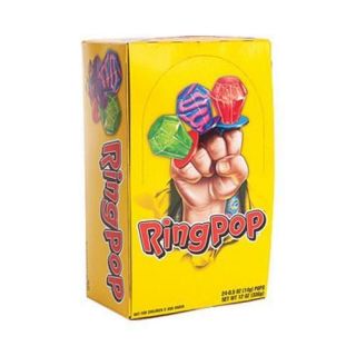 Ring Pops 24 Count Box Assorted Flavors Jewel Shaped Hard Candy Free 