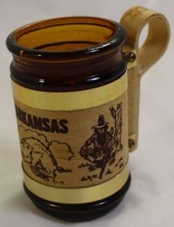 VTG Brown Glass Mug Souvenir Arkansas Toothpick Holder 2 1/2