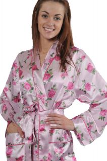 Women Satin Robe(Short), Two Front Pocket(M,L,XL,​2X), Style#Gwn05