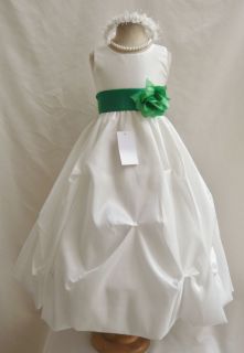 NWT IVORY KELLY GREEN PAGEANT BRIDESMAID WEDDING DANCING PARTY FLOWER 