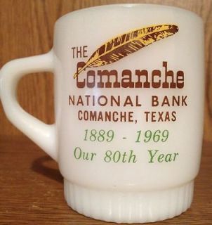 Vintage Frosted Style Coffee Cup Comanche, Texas National Bank 80 