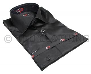 Mens Italian Design Black Silk Satin Finish Shirt Smart Slim Fit