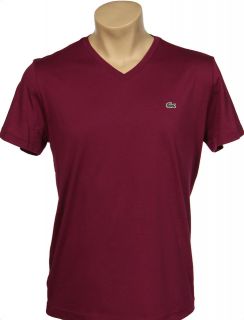 Lacoste Short Sleeve Pima Jersey V neck T shirt TH6604 RHA Purple NWT 