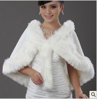 New ivory Faux Fur Bridal Wrap/Bolero/Coat/Shawl bridesmaid/fromal 