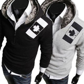 new casual men s slim fit canada flag hood jacket