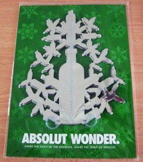 2003 ABSOLUT Vodka Silver WONDER Snowflake Mylar Christmas AD Ornament 