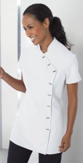   Plain White Cap Sleeve Asymmetric Button Fastening Tunic Size 30