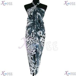  New Black&Gray Blossom Bronzing Dress Wrap Cover up Scarf Beach Sarong
