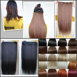 one piece human hair clip in hair extensions in Womens Wigs