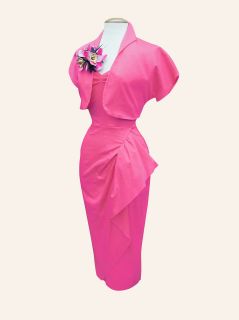 Vivien of Holloway 50s pin up style pink sarong dress & bolero jacket