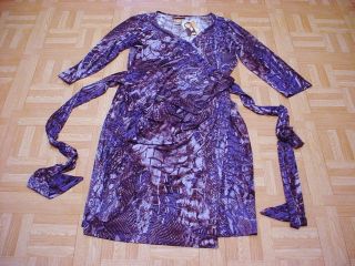 NWT Miss Tina Python Print 3/4 Sleeve Ruched Dress Size 12 14 Large