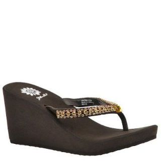 Yellow Box Womens Shiloh Wedges Brown Thong Sandals Flip Flops Jewels