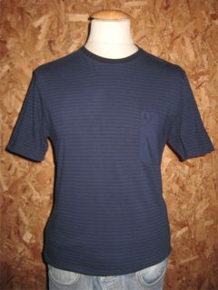 Fred Perry Service Blue Stripe Woven Trim T Shirt BNWT