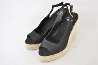 CASTANER BESO BLACK CANVAS OPEN TO SLINGBACK ESPADRILLE WEDGES