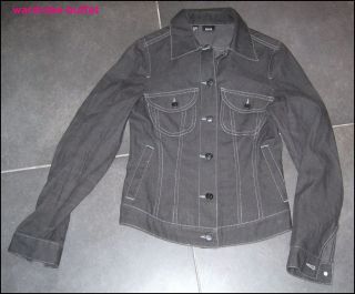 MANGO MNG Womens Black Fitted Cropped Denim Jacket XS EUC