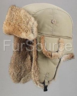 Rabbit Fur Aviator  Trapper Ear Flap Trooper Winter Hat