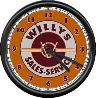 Willys Jeep Sales Parts Service Dealer Auto Car Sign Wall Clock