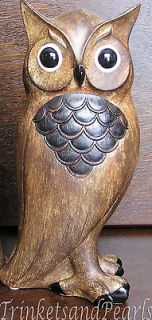 Exotic Decorative Wooden Owl Figurine Statue Sculpture