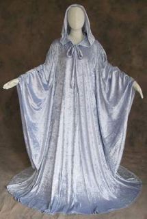 Velvet Robe SILVER Wizard Cloak Wicca Pagan LARP LOTR