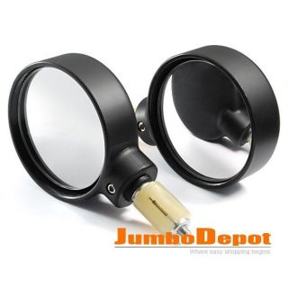 MOTORCYCLE BLACK ROUND REAR VIEW REARVIEW SIDE MIRRORS LEFT RIGHT PAIR 