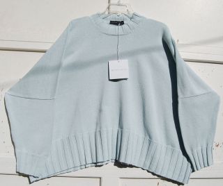   Guild LIGHT BLUE Mercerized Cotton Knit Round Neck Sweater One Size