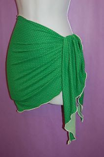 SHOSHANNA SWIMWEAR Green Polka Dot Wrap Skirt Cover Up   One Size