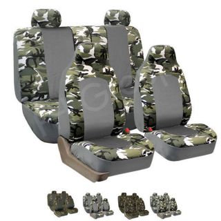 FH FB108114 Camouflage Car Seat Covers Airbag Ready & Split Bench 2 