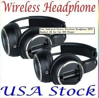   Infrared Stereo Wireless Headphone 2PCS Headset IR for Car DVD Player