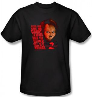   Women Ladies Childs Play 2 Chucky Count To Seven 7 Horror T shirt top