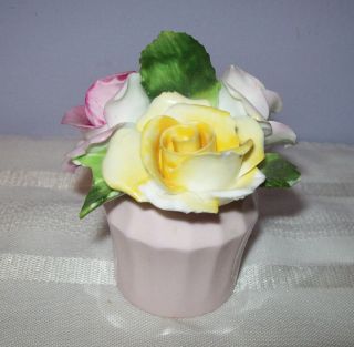 Vintage Adderley Bone China Flower Bouquet In Pink Pot (Damage)