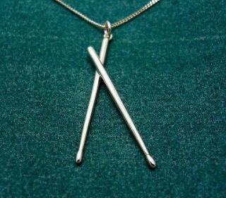 925 Sterling silver drum sticks necklace premeire gift