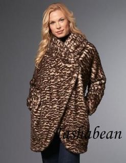 Adrienne Landau Faux Fur Cocoon Jacket with Pockets CHOCOLATE