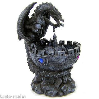 Dragon Fountain Water bowl Jewel Castle Cup Statue Indoor TR3205 Decor 