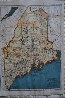 Vintage Atlas/Map of MAINE 1936 Container C.of A.Illustrated by Edgar 