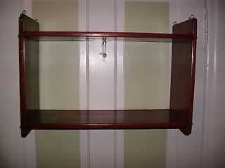 wall shelf 2 tier hanging, cherry stain ? vintage