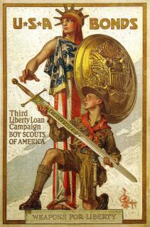 BONDS   BOY SCOUTS by Leyendecker original WWI poster linen 
