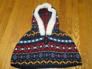 The Childrens Place TCP XMAS HOLIDAY PICTURE Fair Isle Fur Hoody Shawl 