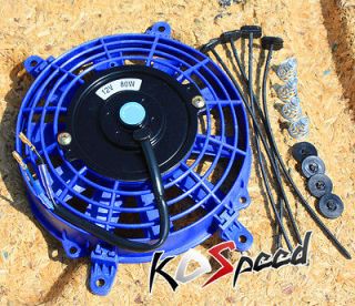 UNIVERSAL BLUE 7 12V ELECTRIC RADIATOR/ENGIN​E COOLING FAN+MOUNTING 