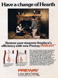 1980 Preway Insight Masonry Fireplace Insert Vintage Ad