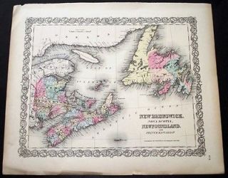 1855 Colton Map New Brunswick, NS, Newfoundland & PEI