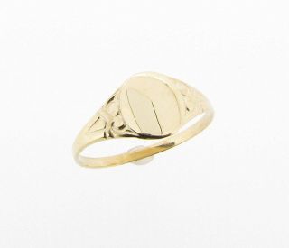 9ct Yellow Gold Childrens Fancy Oval Design Signet Ring   Made in 