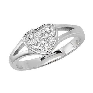 Childrens Silver Heart Signet Ring with Open Shoulders