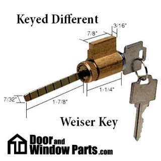 Sliding Patio Door Key Cylinder Lock, 5 Pin Weiser Tumbler   Keyed 