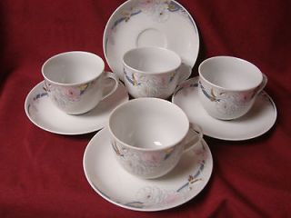 Thun, China Dinnerware flower, gold leaf, pattern #THU28 set 4 Cup and 