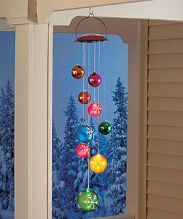   Solar Lighted Holiday Ornament Hanging Mobile Christmas Outdoor Decor