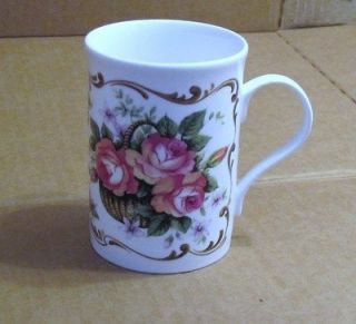 Bone China Crown Trent England Floral Mug Cup Flowers Pink