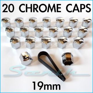 20) Chrome Cap Covers for Wheel Lug Nut Bolt 19mm Hex